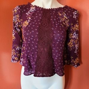 Xhilaration Plum Floral Boho Style Top